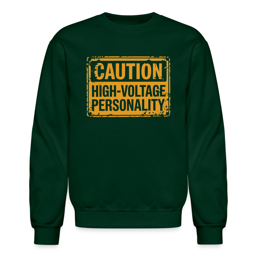 Caution High Voltage Personality Sweatshirt - forest green