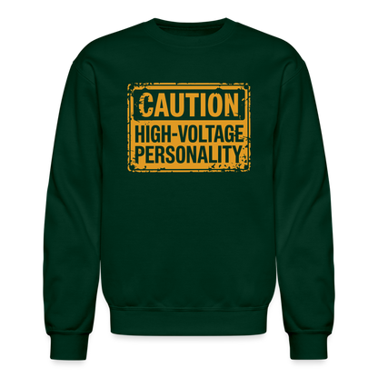 Caution High Voltage Personality Sweatshirt - forest green