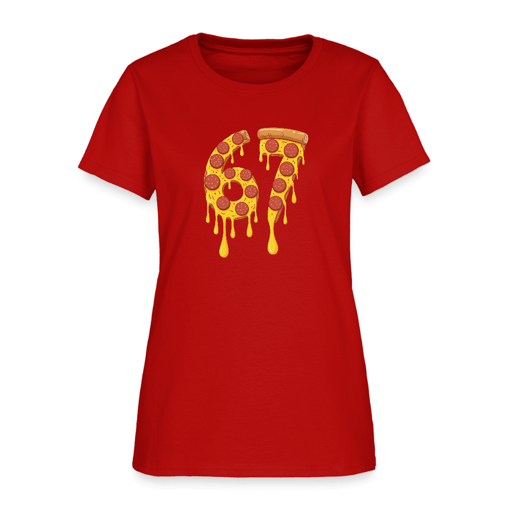 Six Seven 67 Pizza Women's T-Shirt Color: red