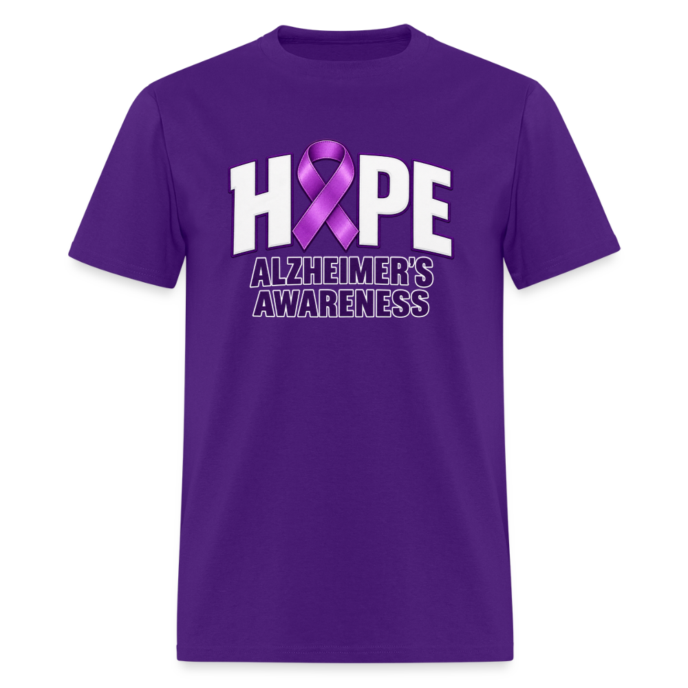 Hope Alzheimer’s Awareness T-Shirt – Purple Ribbon Support Tee Color: Purple