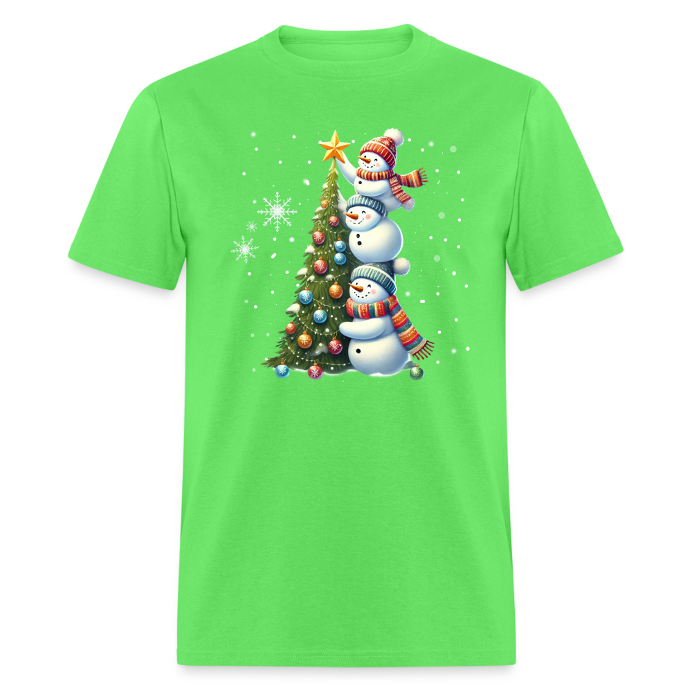 Cute Snowman Decorating Christmas Tree T-Shirt - kiwi