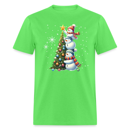 Cute Snowman Decorating Christmas Tree T-Shirt - kiwi