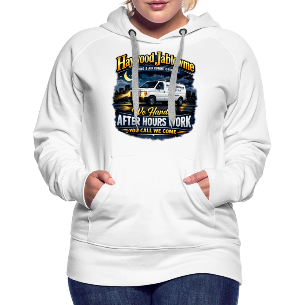 Haywood Jablowme Funny Women’s HVAC Hoodie Color: White