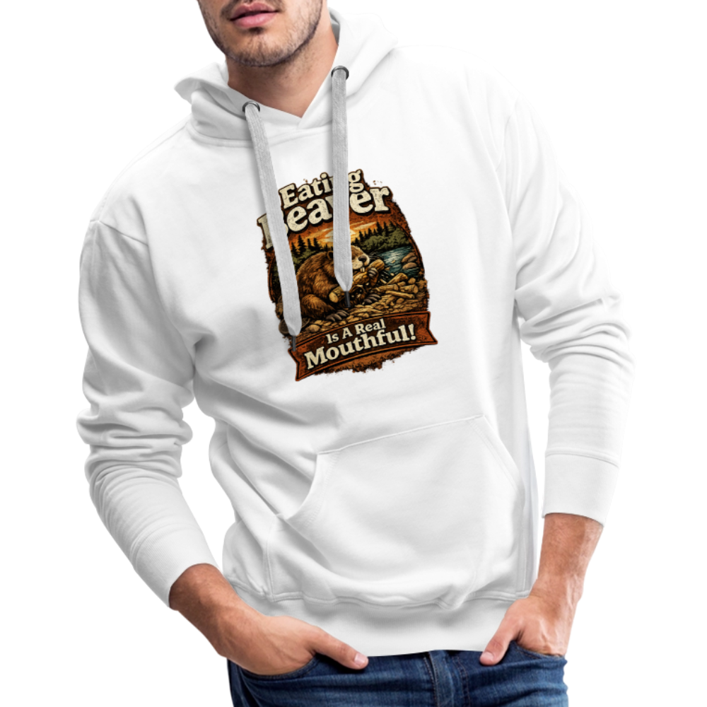 Eating Beaver is a Real Mouthful Funny Adult Hoodie - white
