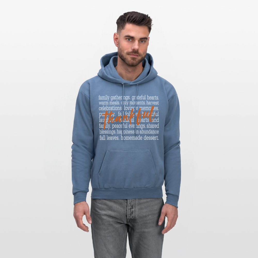 Thankful Word Art (Thanksgiving) Hoodie - denim blue