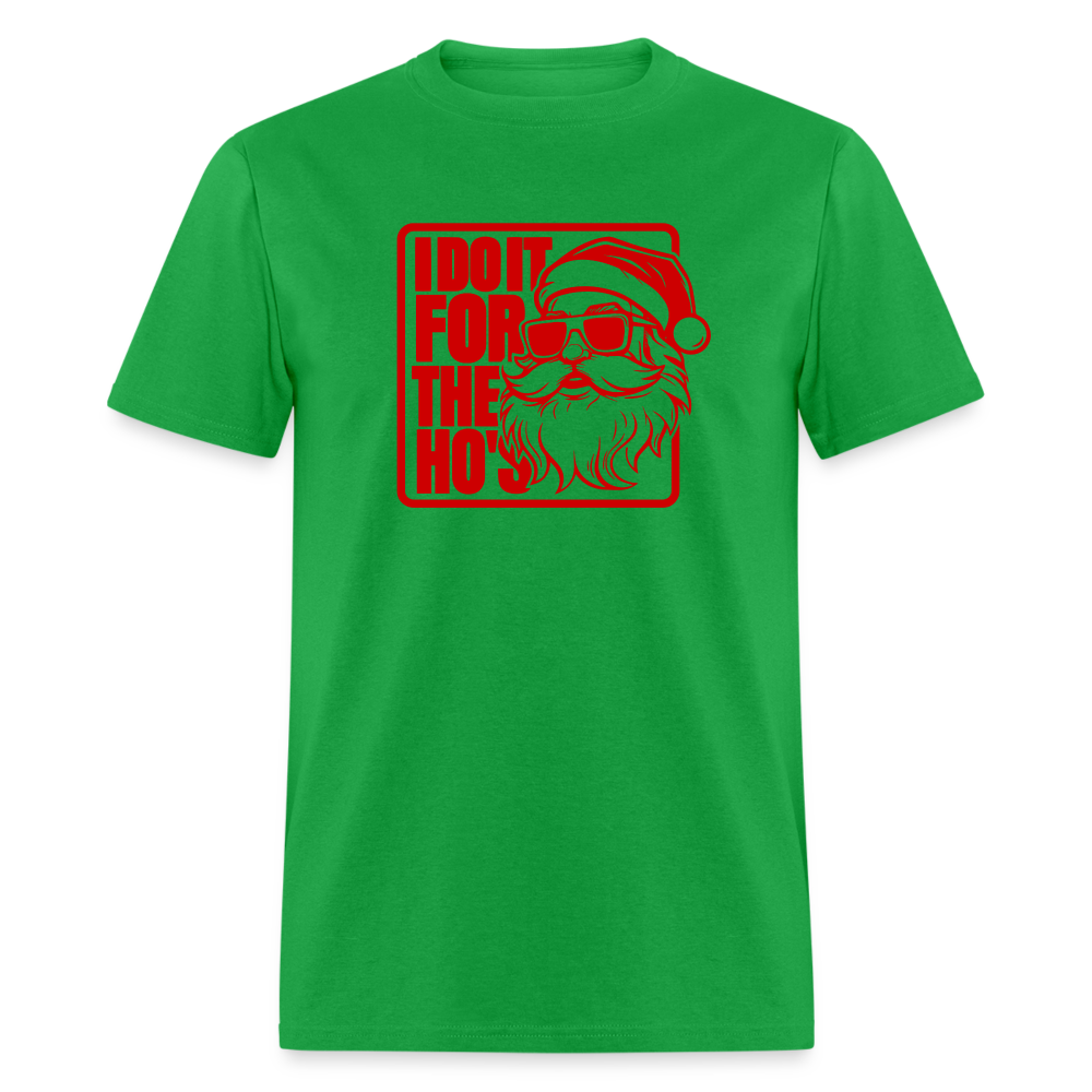 I Do It for the Ho's Funny Christmas Santa T-Shirt - bright green