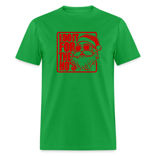 I Do It for the Ho's Funny Christmas Santa T-Shirt - bright green