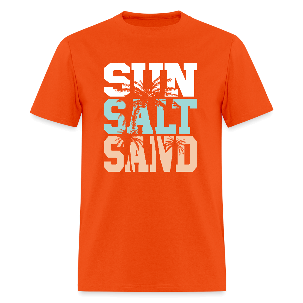 Sun Salt Sand Beach T-Shirt with Palm Tree Design - orange