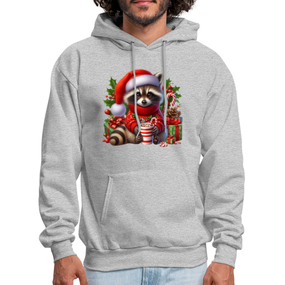 Christmas Cute Feral Raccoon Hoodie - heather gray