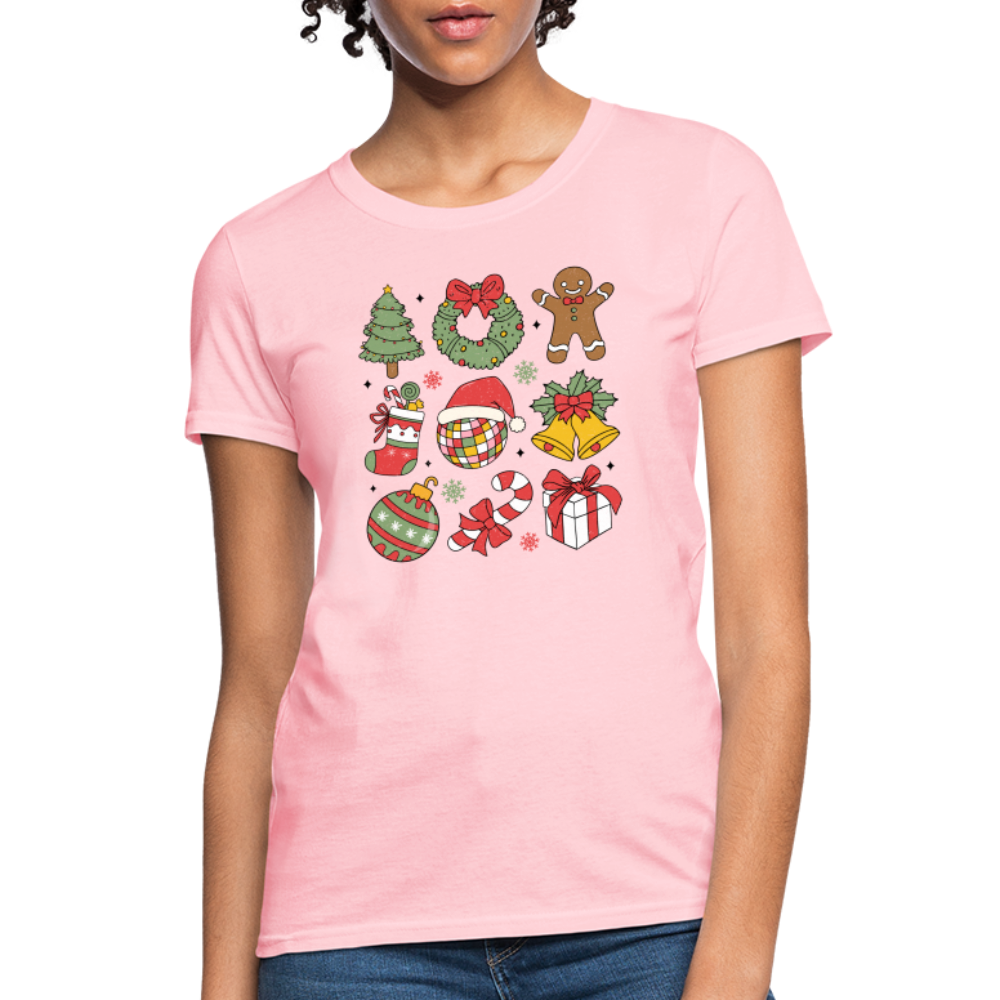 Christmas Holiday Season Women's Contoured T-Shirt - pink