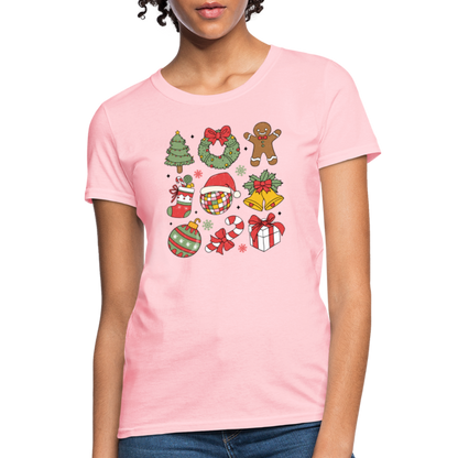 Christmas Holiday Season Women's Contoured T-Shirt - pink