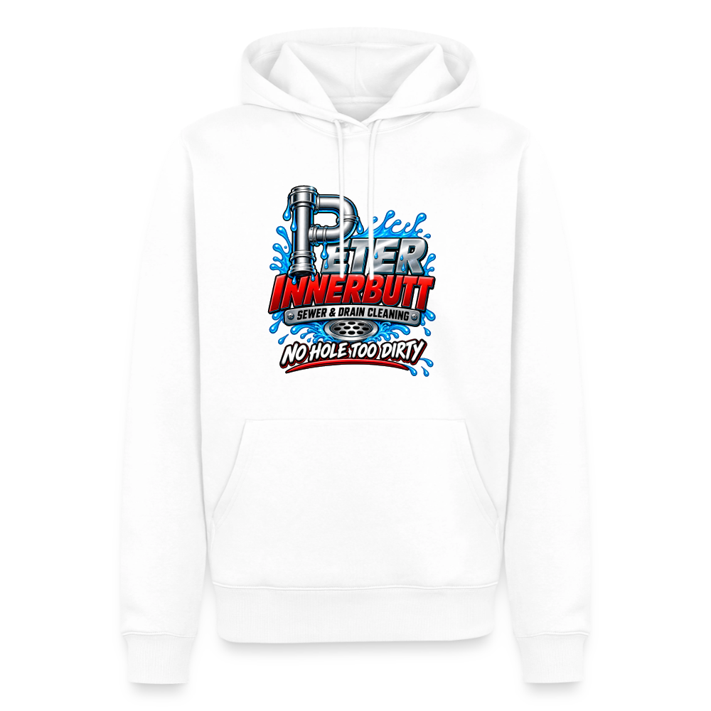 Peter Innerbutt Sewer & Drain Cleaning Funny Adult Humor Hoodie Color: White