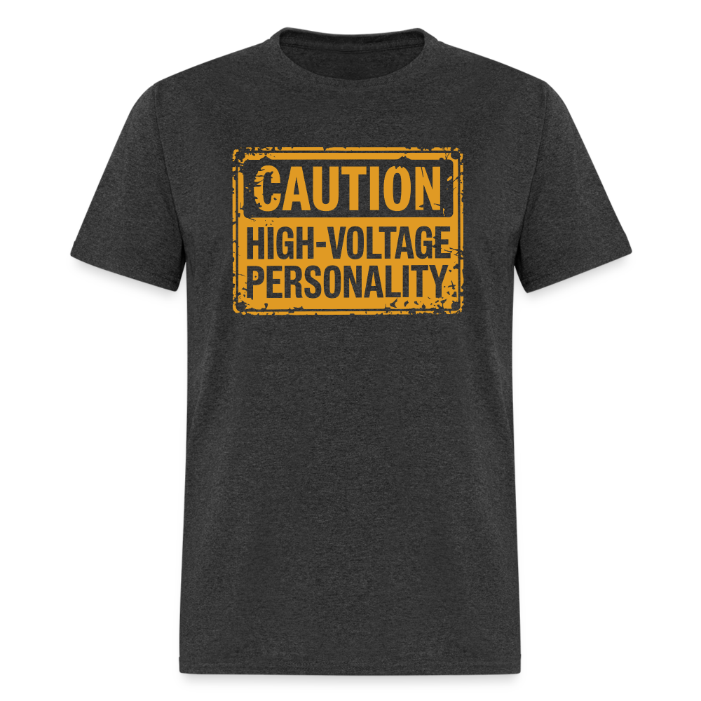 Caution High Voltage Personality T-Shirt - heather black