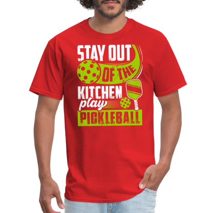 Stay Out Of The Kitchen Play Pickleball T-Shirt - red