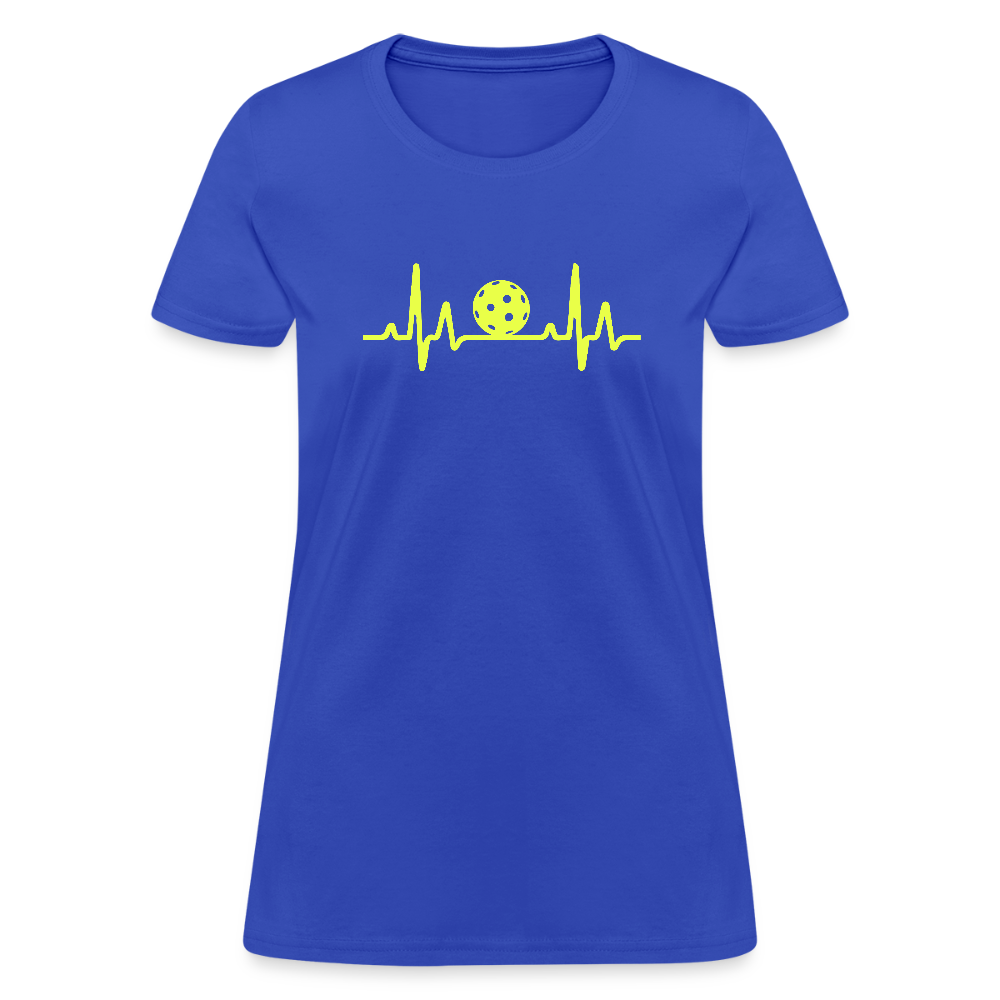 Pickleball Heartbeat Women's Contoured T-Shirt - royal blue