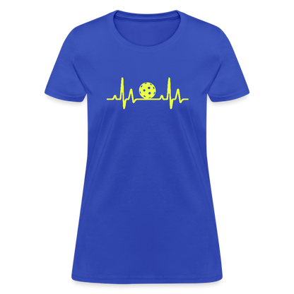 Pickleball Heartbeat Women's Contoured T-Shirt - royal blue