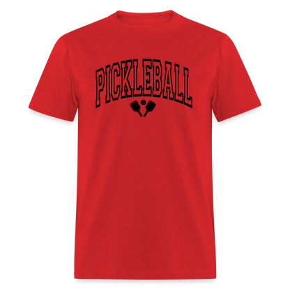 Pickleball T-Shirt (Black Arch Letters) - red