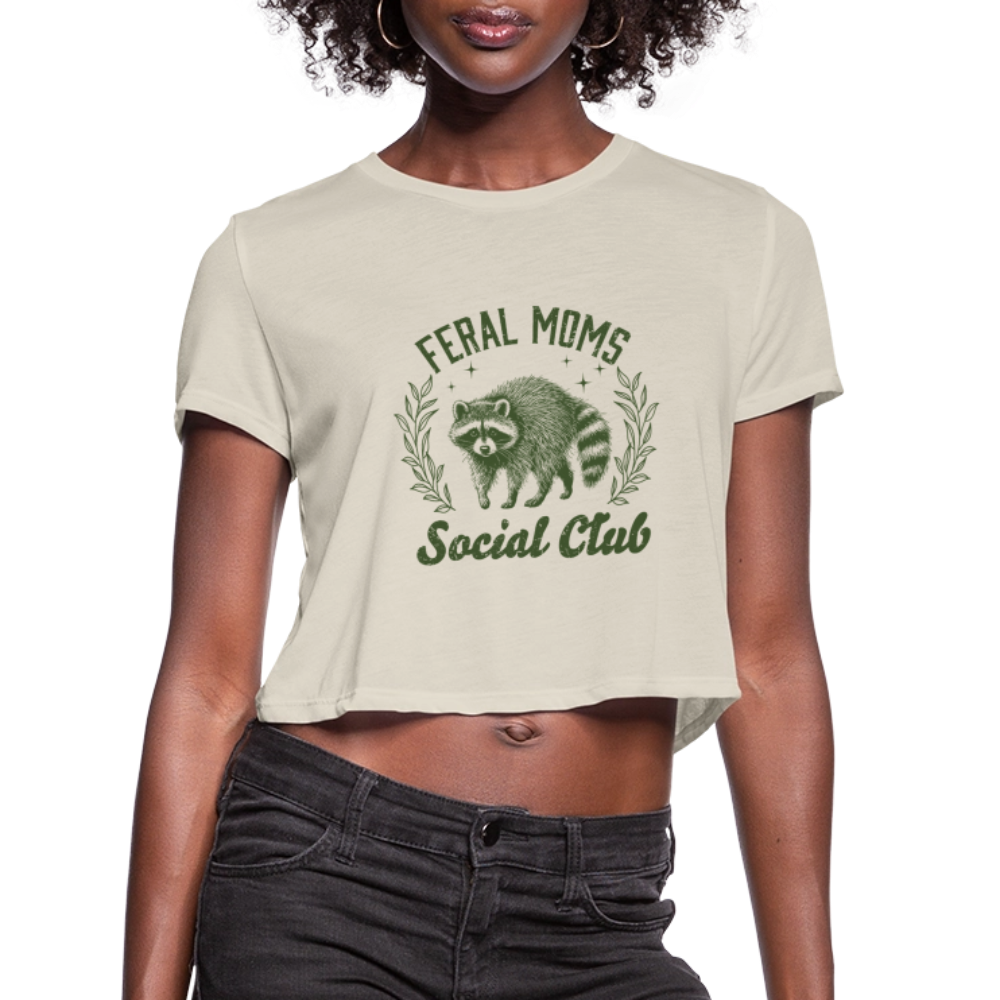 Feral Mom's Social Club Women's Cropped Top T-Shirt - dust