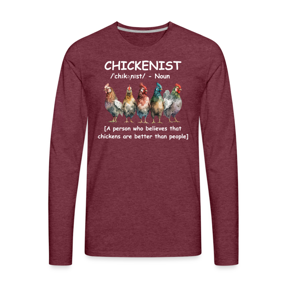 Chickenist Men's Premium Long Sleeve T-Shirt - heather burgundy