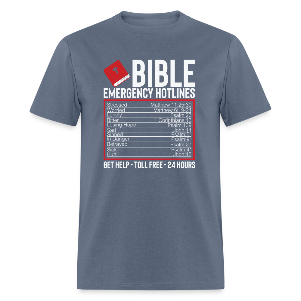 Bible Emergency Hotline (Scriptures) T-Shirt - denim