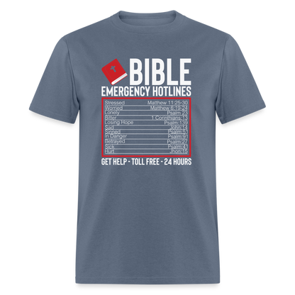 Bible Emergency Hotline (Scriptures) T-Shirt - denim