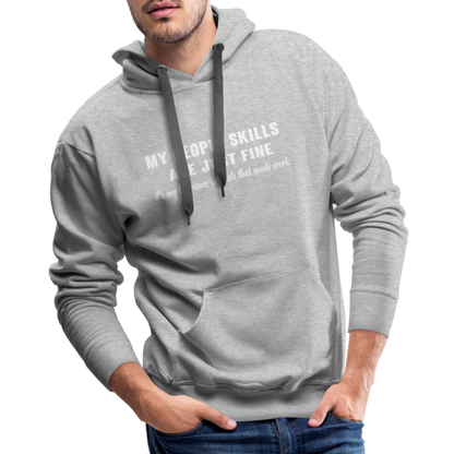 It's My Tolerance To Idiots That Needs Work Men's Premium Hoodie - heather grey