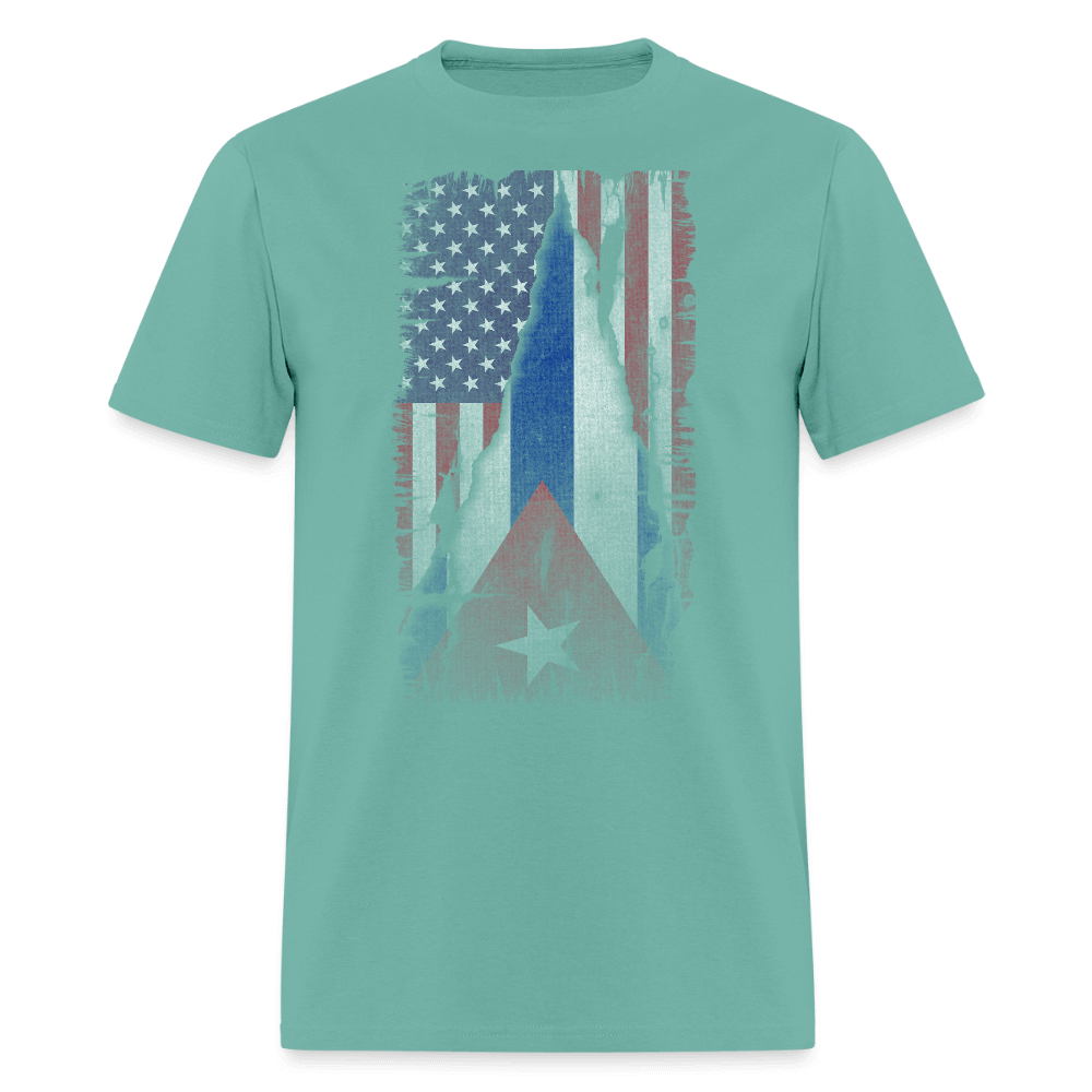 Cuba & USA Flag T-Shirt – Cuban American Pride Tee Color: aquatic