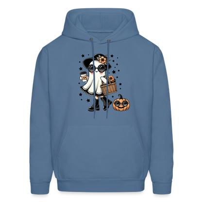 Cute Halloween Mom Ghost Hoodie - denim blue