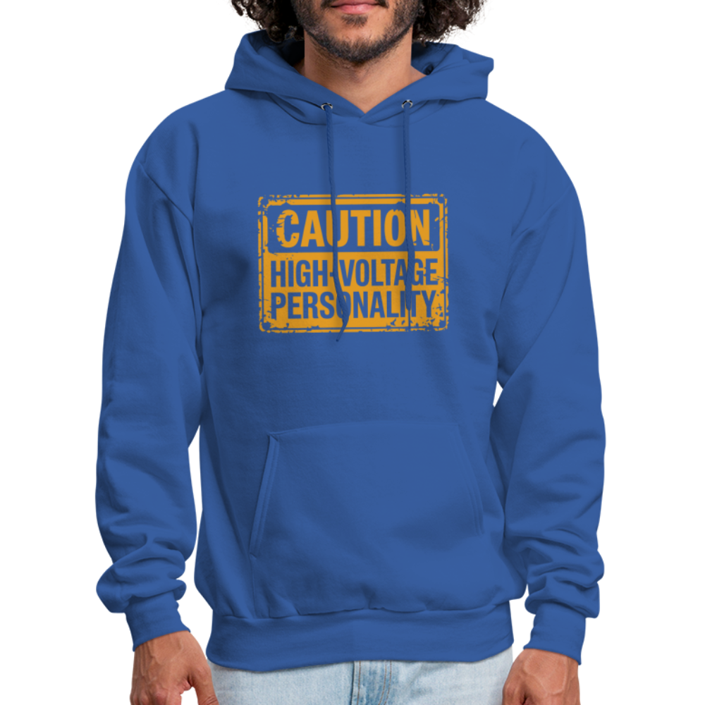 Caution High Voltage Personality Hoodie - royal blue