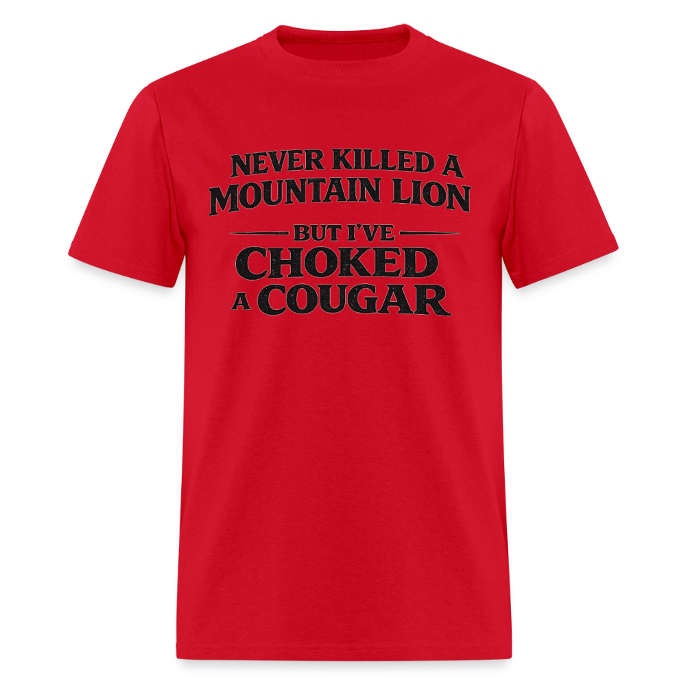 Choked a Cougar Funny Adult Humor T-Shirt Color: Red