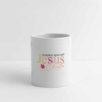 Pumpkin Spice and Jesus Christ Coffee Mug - white