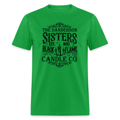 The Sanderson Sisters Black Flame Candle Co. T-Shirt (Halloween) - bright green