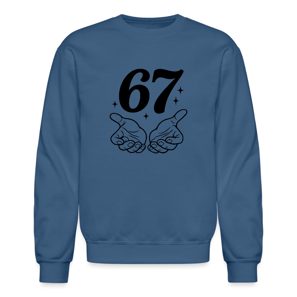 Six Seven 67 Hand Gesture Sweatshirt Color: indigo blue