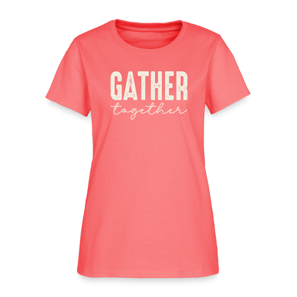 Gather Together (Thanksgiving) Women's T-Shirt Color: coral