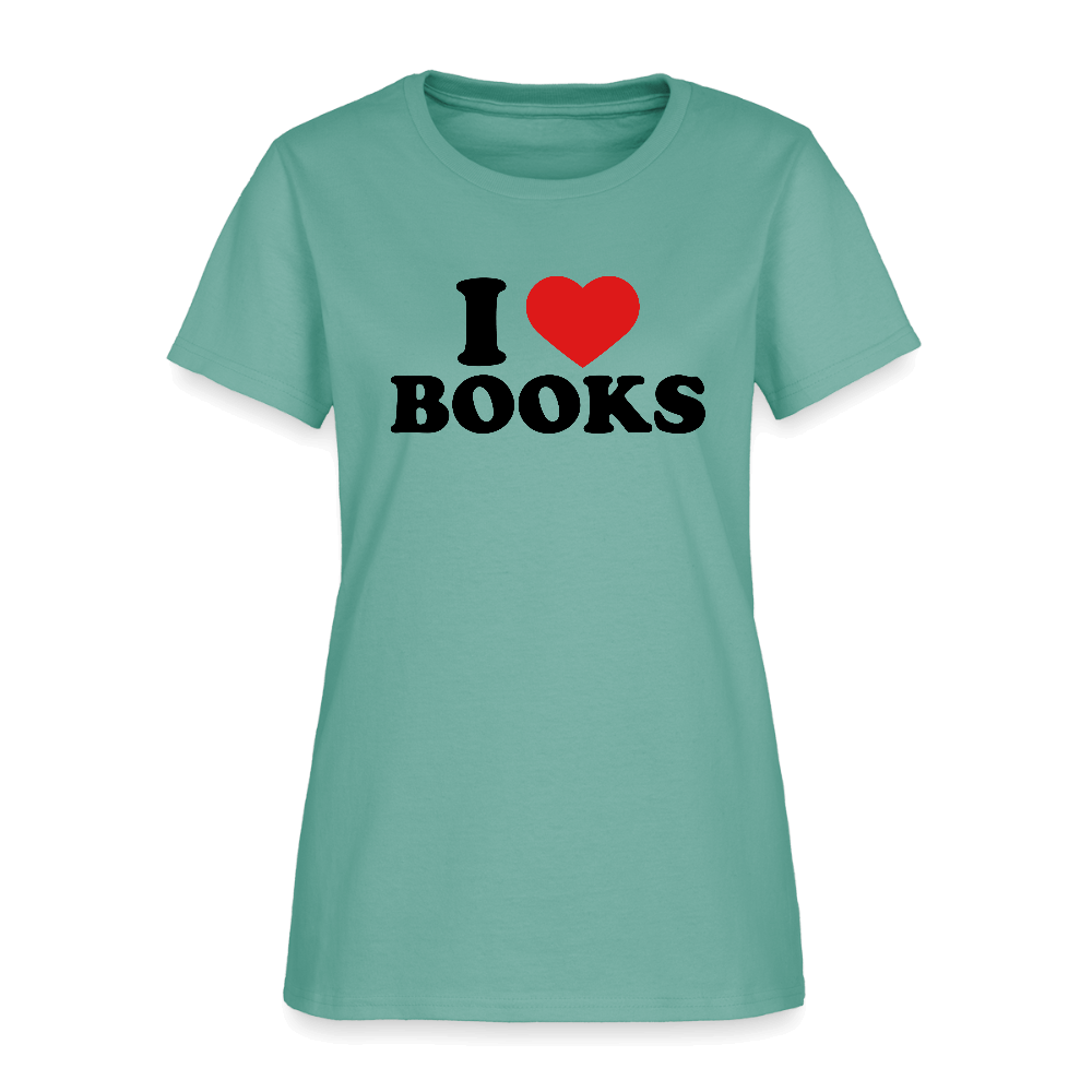 I Love Books Women’s T-Shirt Color: aquatic
