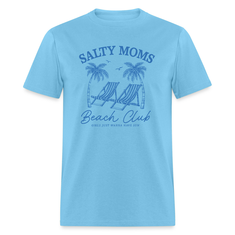 Salty Moms Beach Club T-Shirt - aquatic blue