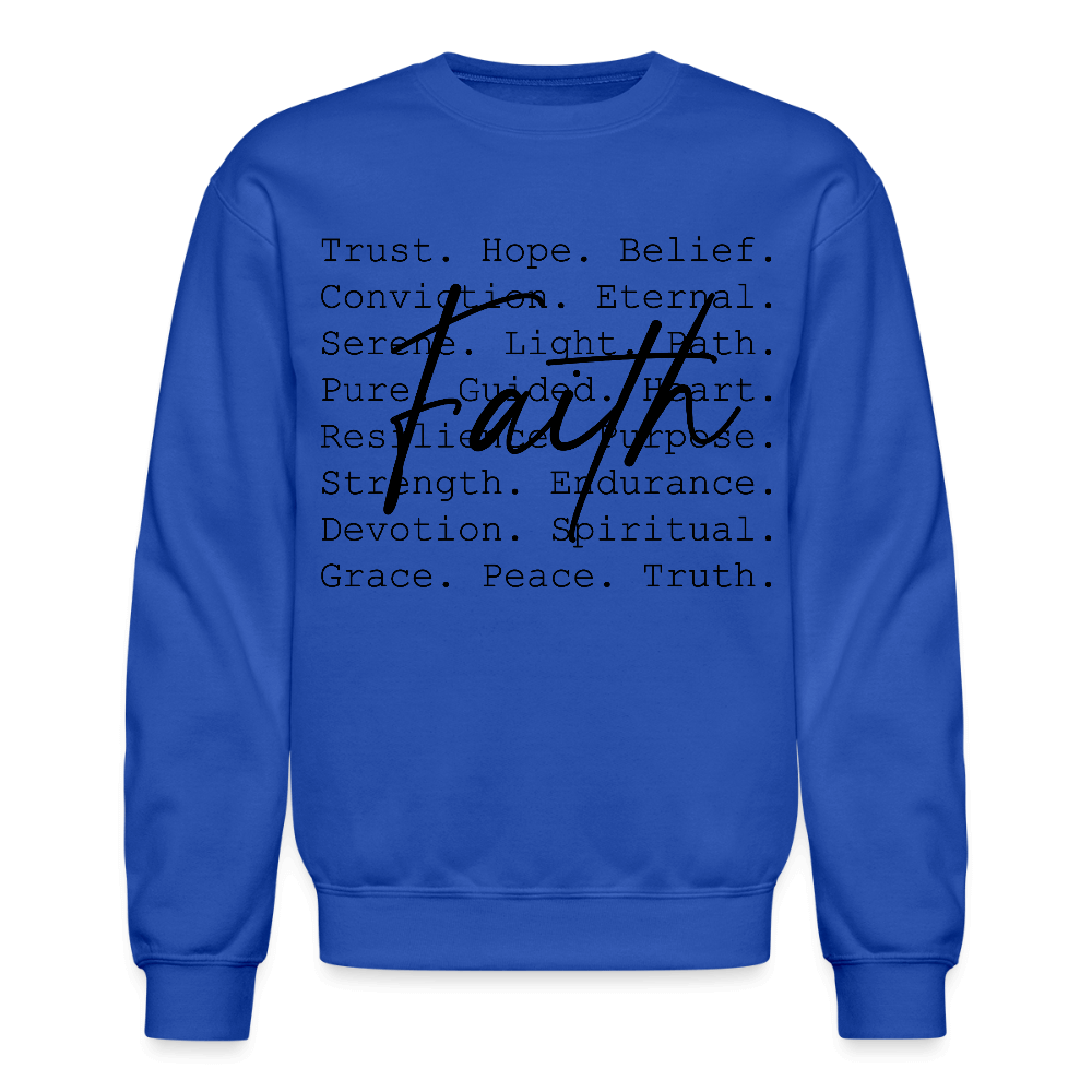 Faith Word Art Inspirational Sweatshirt - royal blue