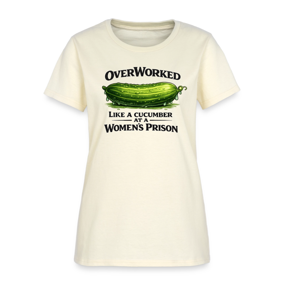 OverWorked Cucumber Funny Women’s T-Shirt Color: Off White