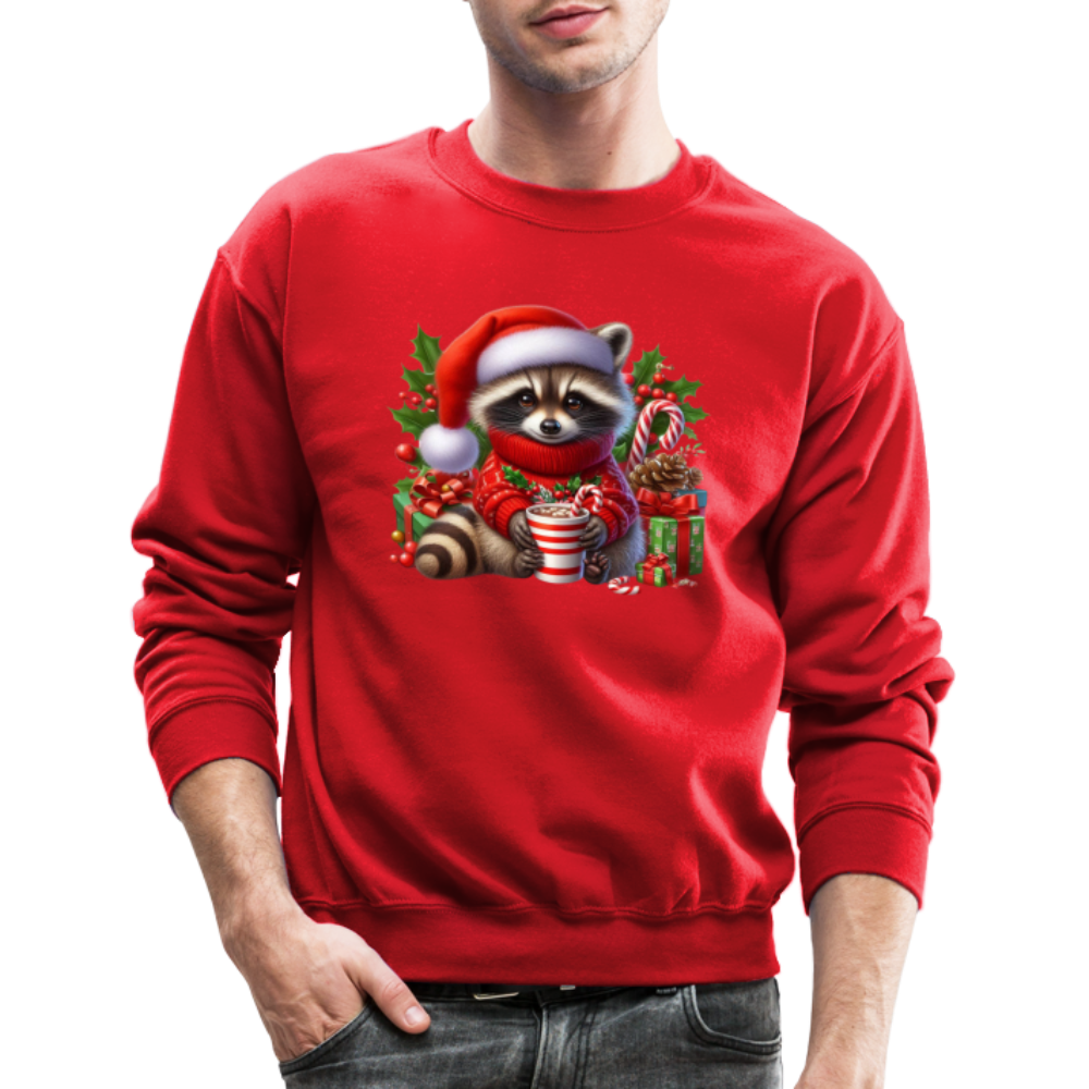 Christmas Cute Feral Raccoon Sweatshirt - red
