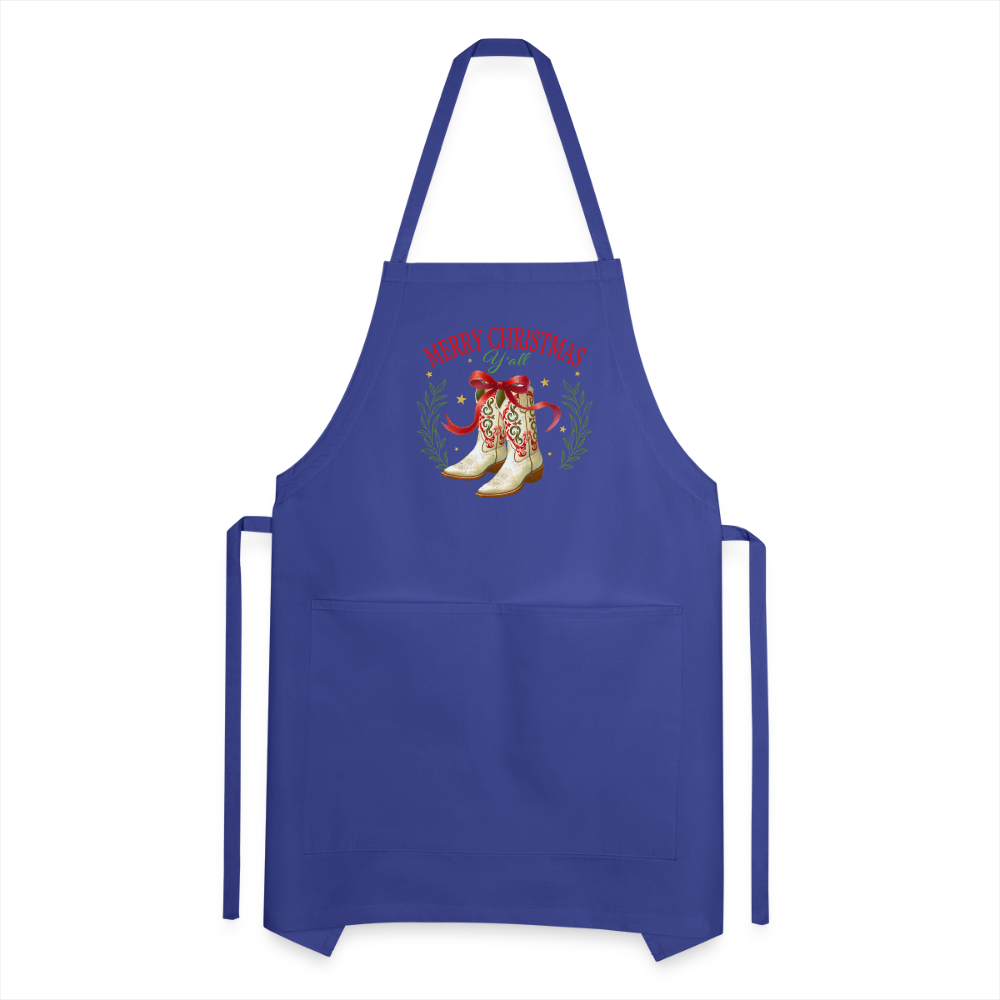 Merry Christmas Y'all Apron - royal blue