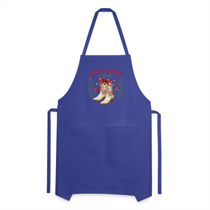 Merry Christmas Y'all Apron - royal blue