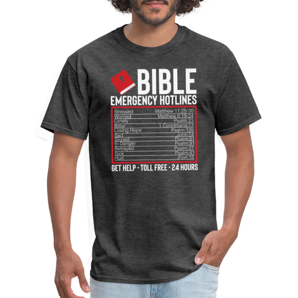 Bible Emergency Hotline (Scriptures) T-Shirt - heather black