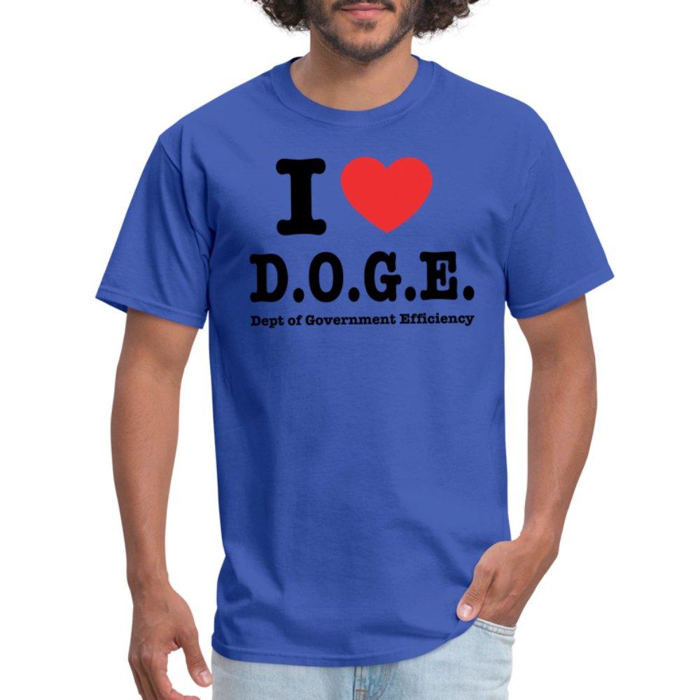 I Heart DOGE (Dept of Government Efficiency) T-Shirt - royal blue