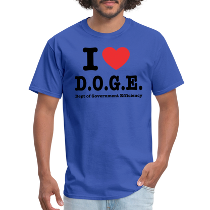 I Heart DOGE (Dept of Government Efficiency) T-Shirt - royal blue