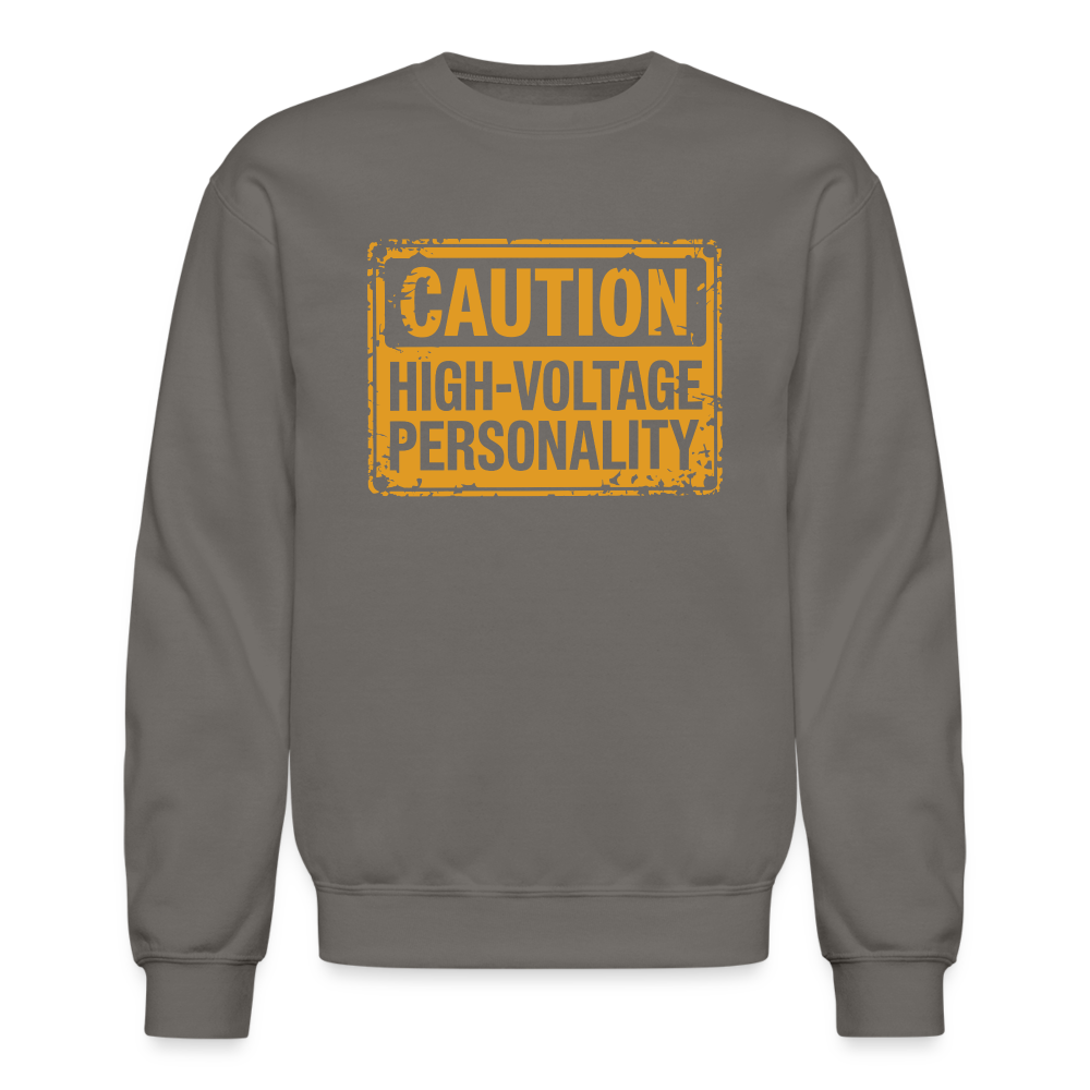 Caution High Voltage Personality Sweatshirt - asphalt gray