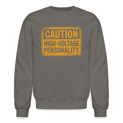 Caution High Voltage Personality Sweatshirt - asphalt gray