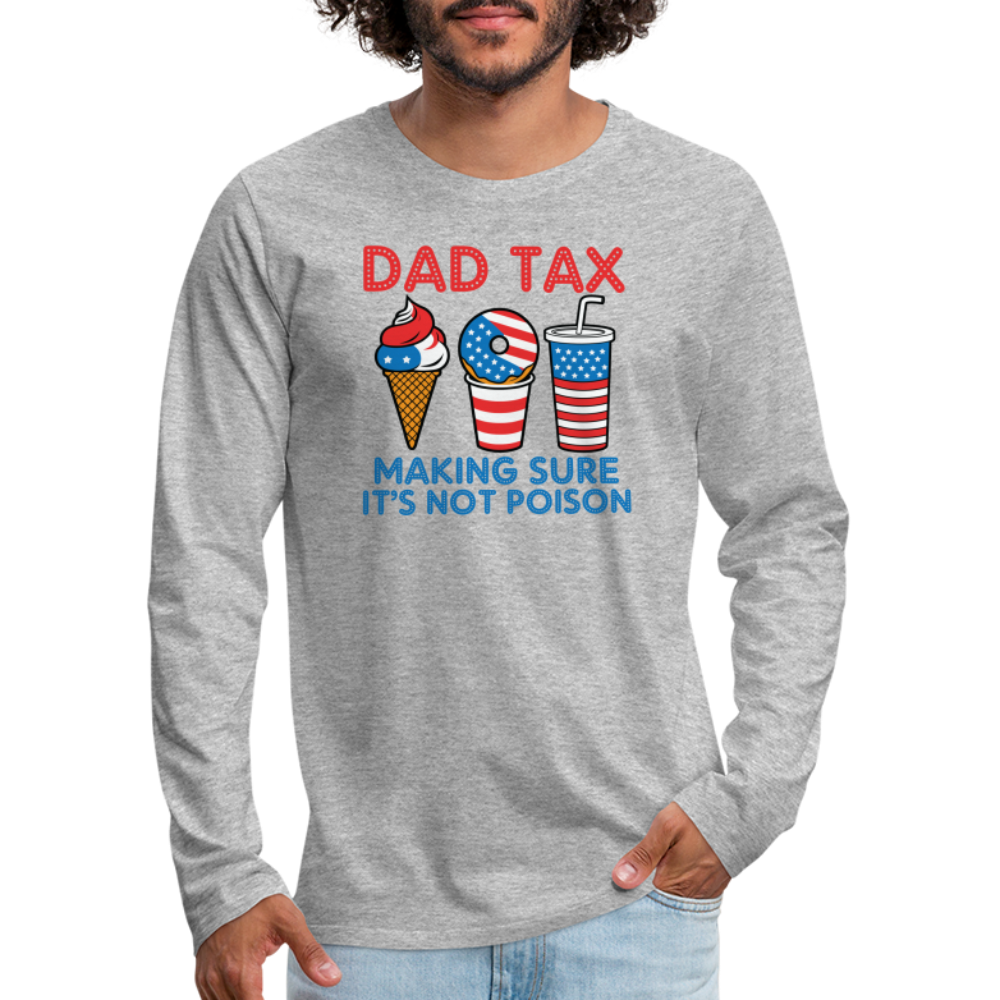 Dad Tax Long Sleeve T-Shirt (Red White Blue) - heather gray