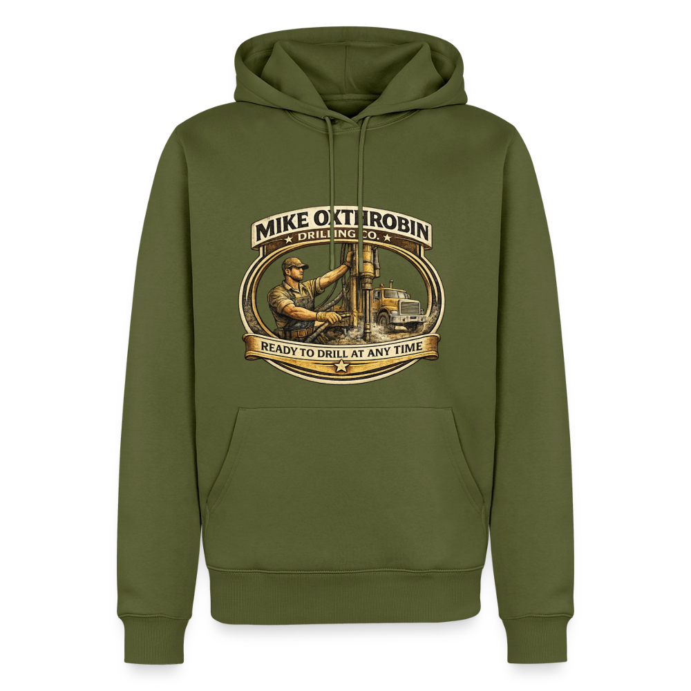 Mike Oxthrobin Drilling Co Hoodie Funny Adult Humor Gear Color: khaki green