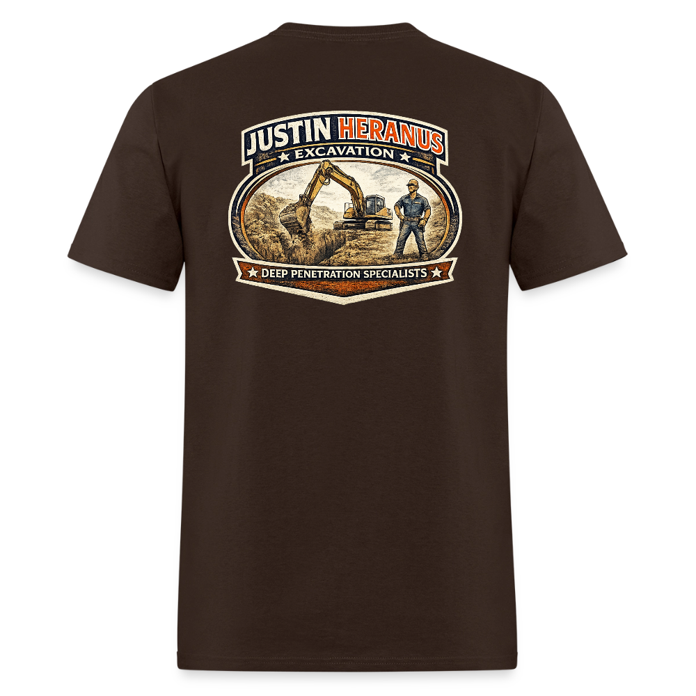 Justin Heranus Drilling Co Double-Sided Funny Humor Tee Color: safari