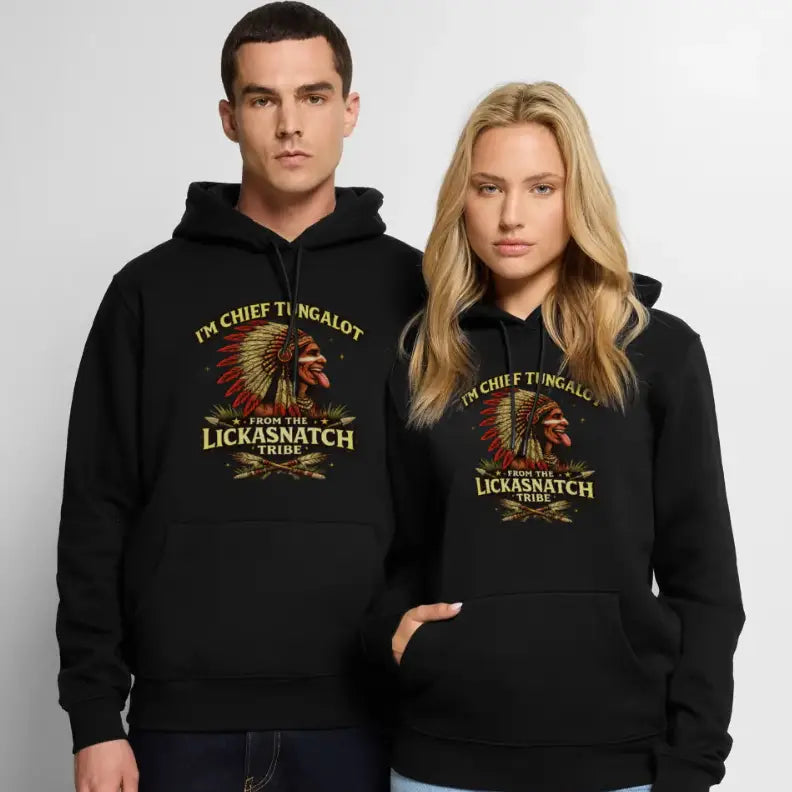 Chief Tungalot Lickasnatch Tribe Funny Hoodie Color: Black